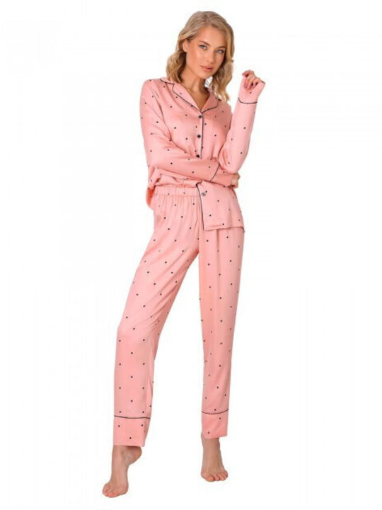 Aruelle Winter Damen Pyjama-Set Satin Rosa