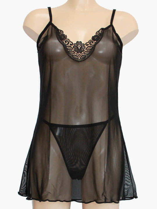 A.A UNDERWEAR Καλοκαιρινό Babydoll Μαύρο