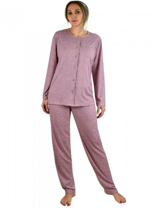 Relax Lingerie Winter Damen Pyjama-Set Rosa