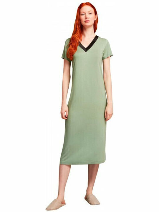 Penye Mood Winter Damen Robe mit Nachthemd Grün