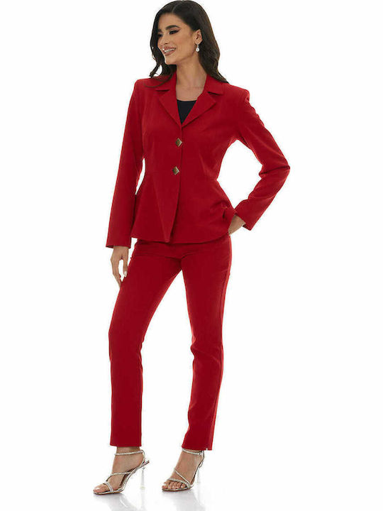 RichgirlBoudoir Long Women's Waisted Blazer Red