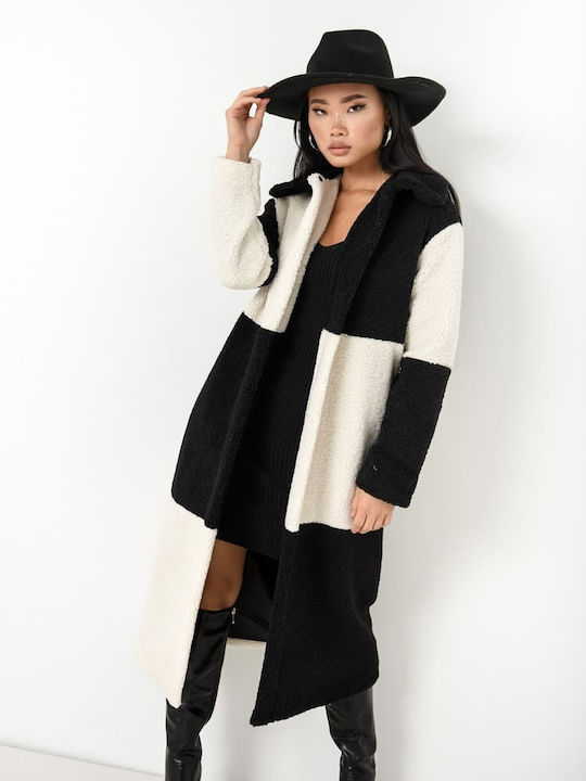 Glamorous Women's Long Coat with Buttons Black
