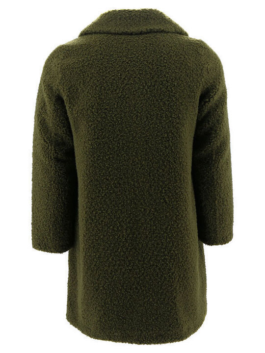 Damen Khaki Mantel mit Knöpfen