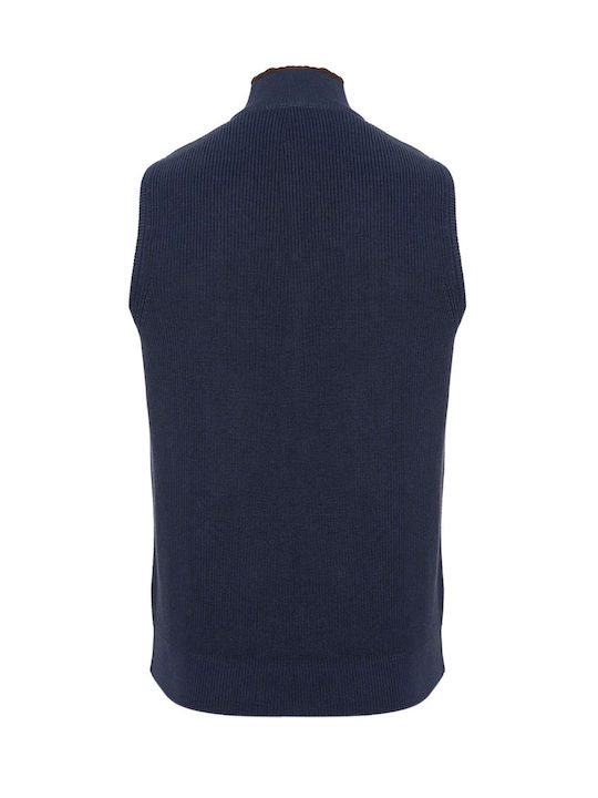 Monte Napoleone Men's Knitted Cardigan with Zipper Navy Blue