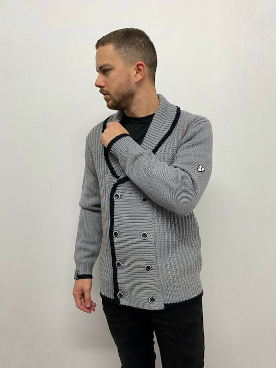 Dissident Men's Knitted Cardigan with Buttons Gray