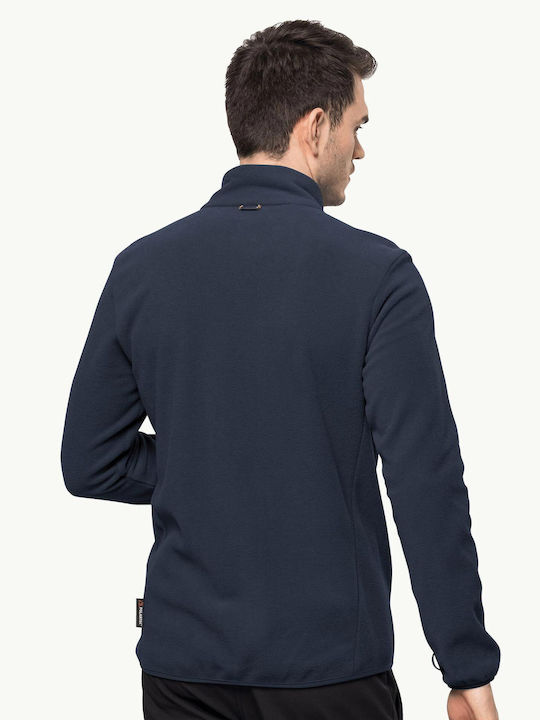 Jack Wolfskin Men's Fleece Cardigan with Zipper Blue