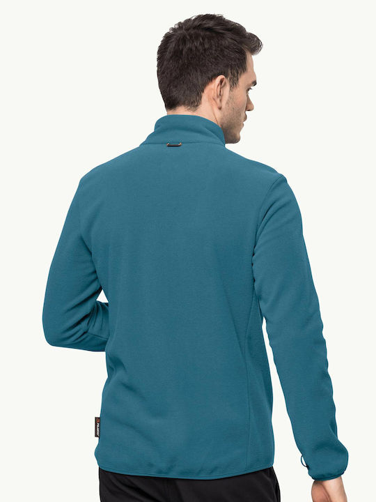 Jack Wolfskin Ανδρική Ζακέτα Fleece με Φερμουάρ Μπλε