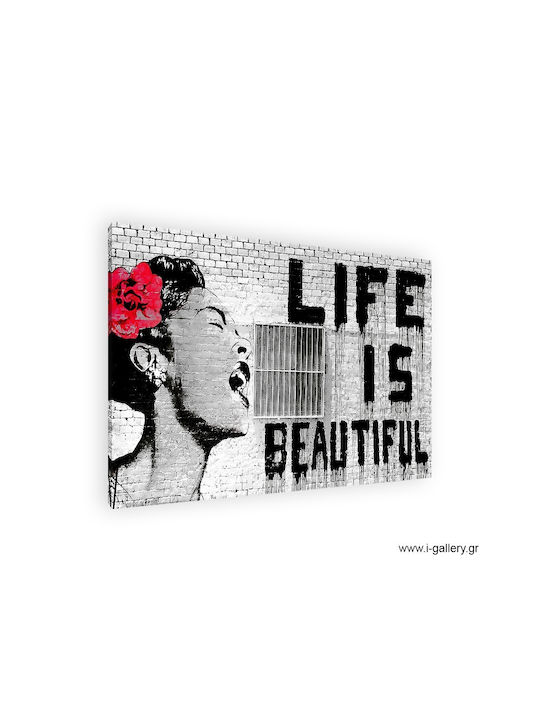 I-gallery Life Is Beautiful Painting Copy of Banksy on Canvas 60x40cm