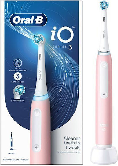 Oral-B iO Series 3 Ηλεκτρική Οδοντόβουρτσα με Αισθητήρα Πίεσης Ροζ