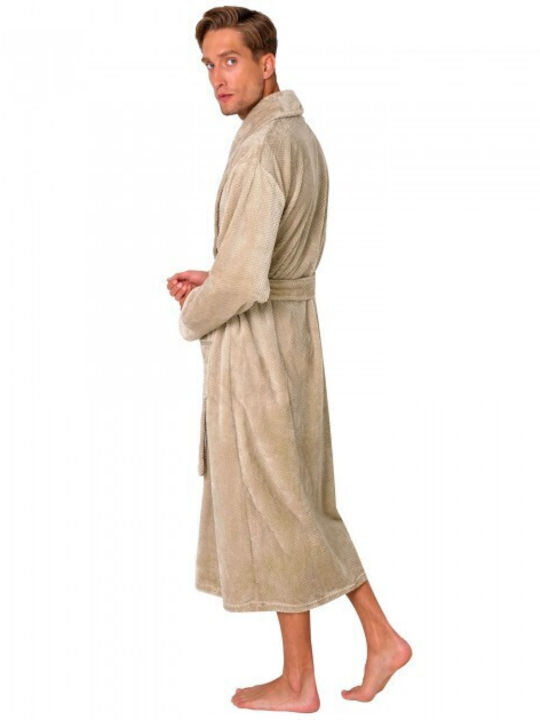 Aruelle Men's Winter Fleece Pajama Robe Brown