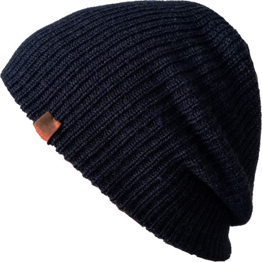 Beanie Unisex Σκούφος με Rib Πλέξη σε Navy Μπλε χρώμα