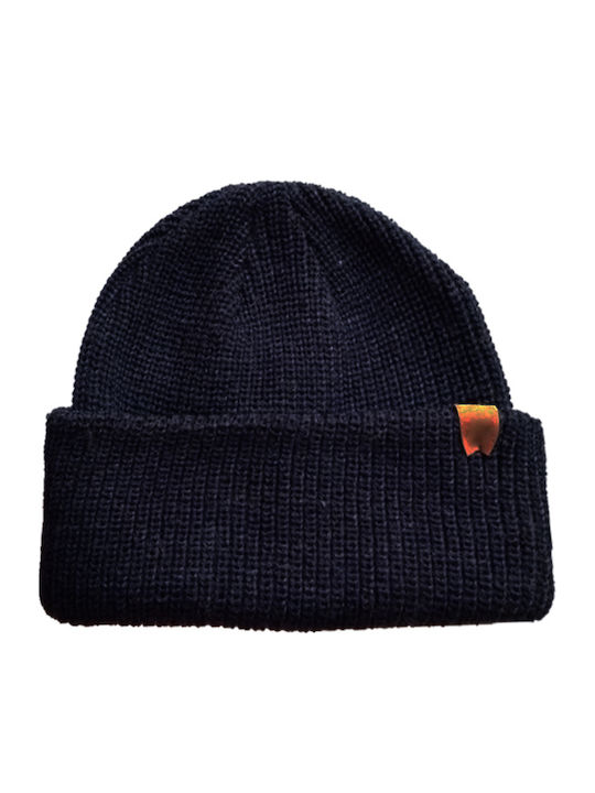 Beanie Unisex Σκούφος με Rib Πλέξη σε Navy Μπλε χρώμα