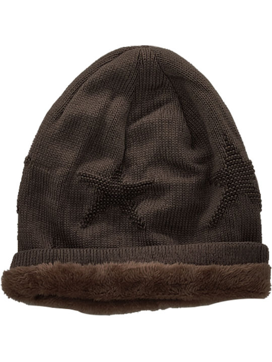 Beanie Unisex Σκούφος Πλεκτός σε Καφέ χρώμα