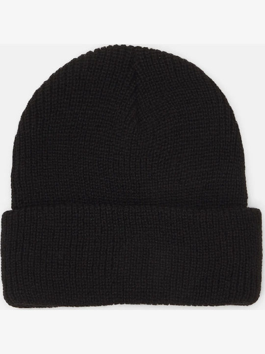 Beanie Unisex Σκούφος με Rib Πλέξη σε Μαύρο χρώμα