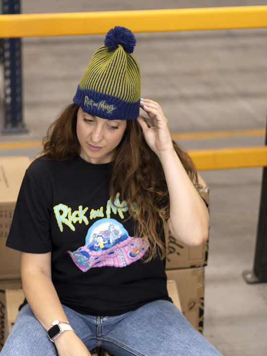 Rick Morty Pom Pom Beanie Unisex Rib Knitting Beanie in Yellow