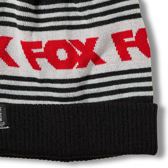 Frontline Pom Pom Beanie Unisex Σκούφος με Rib Πλέξη σε Μαύρο χρώμα