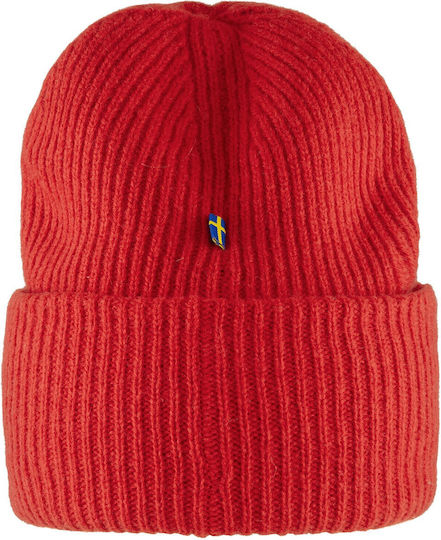 1960 Logo Beanie Γυναικείος Σκούφος με Rib Πλέξη σε Κόκκινο χρώμα