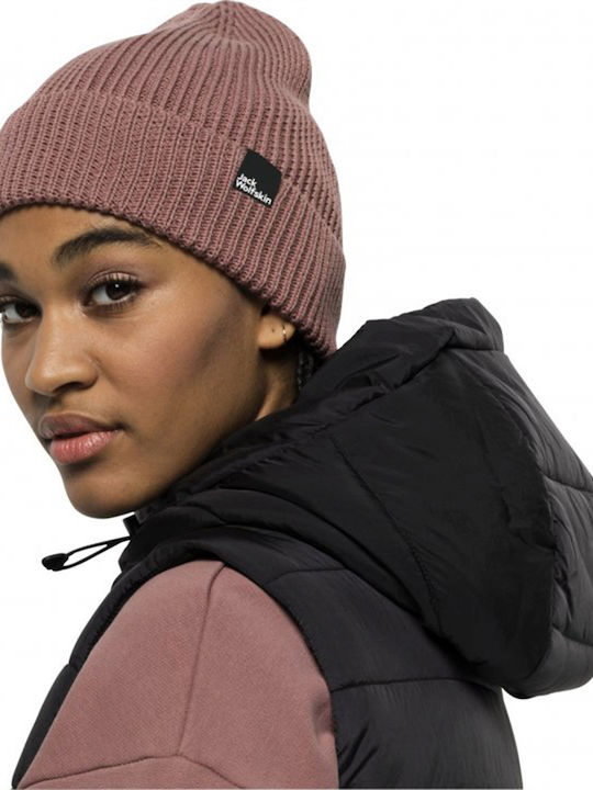 Beanie Unisex Σκούφος Πλεκτός σε Ροζ χρώμα