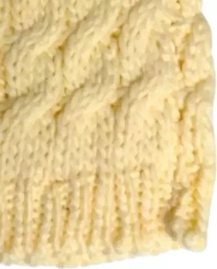 Beanie Cap with Braid Beige