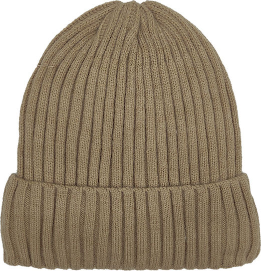 Beanie Unisex Σκούφος Πλεκτός σε Μπεζ χρώμα