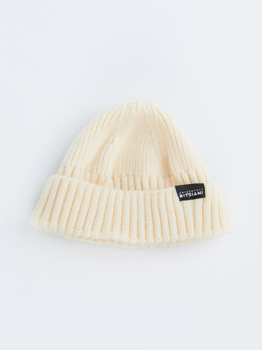 Beanie Ανδρικός Σκούφος με Rib Πλέξη σε Μπεζ χρώμα