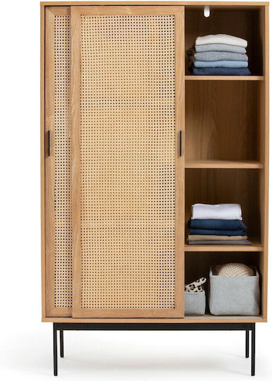 Double Door Wardrobe Sliding Waska Natural 109x55x180cm