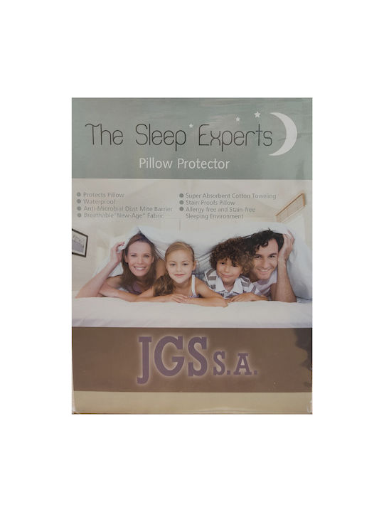 JGS S.A. Μαξιλαροθήκη Αδιάβροχη Λευκή 50x70εκ.