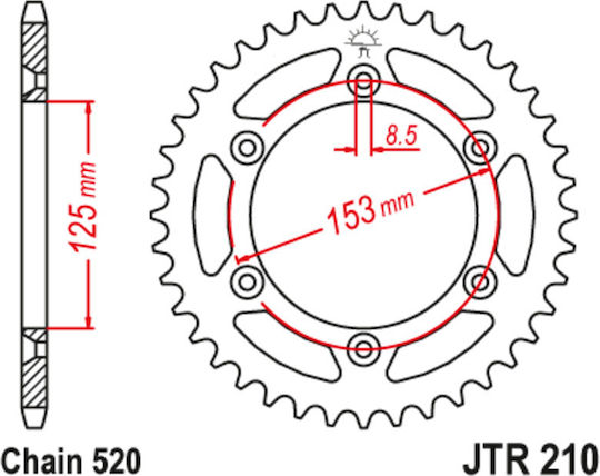 JT Sprockets Γρανάζι Πίσω για Honda XR