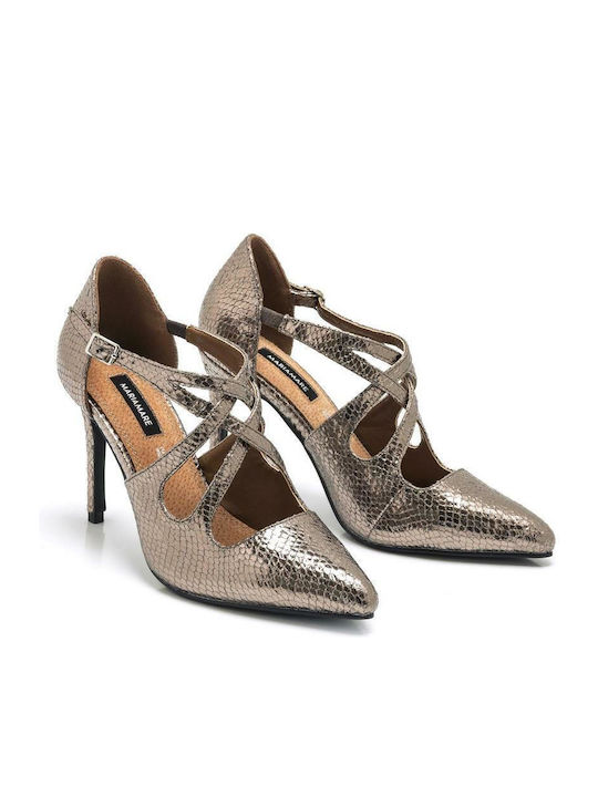 Maria Mare Leder Pumps mit Stiletto-Absatz Goldene