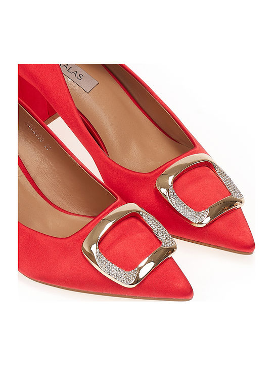 Tsoukalas Pumps mit Chunky mittelhohem Absatz Rot