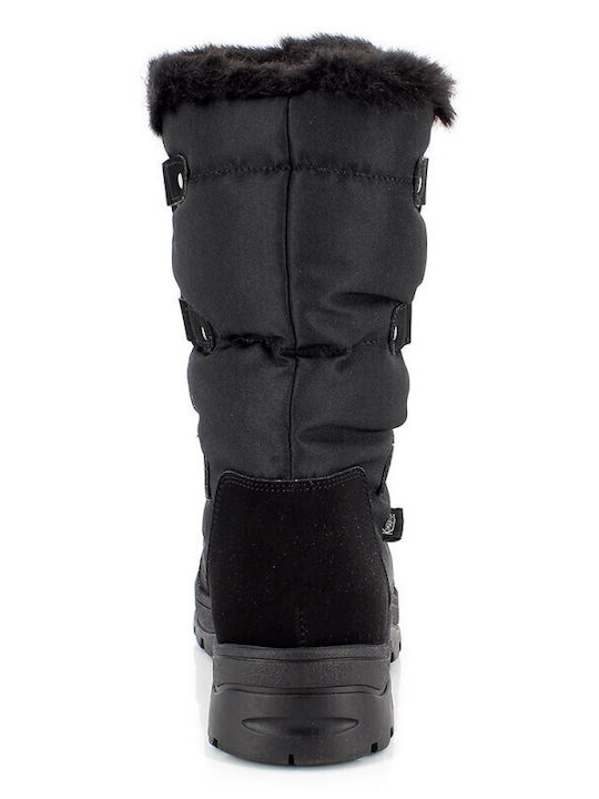 Kimberfeel Synthetic Leather Women's Boots with Laces & Fur Black