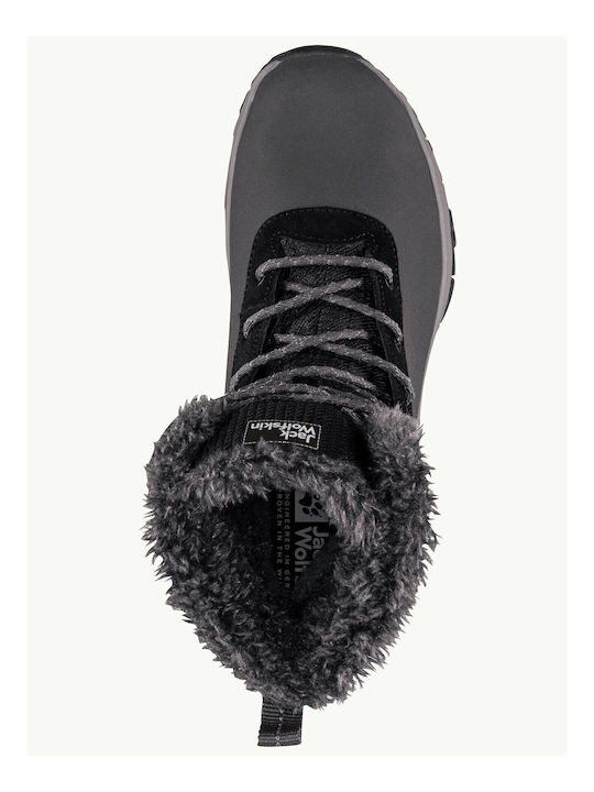 Snow Boots with Laces & Fur Gray