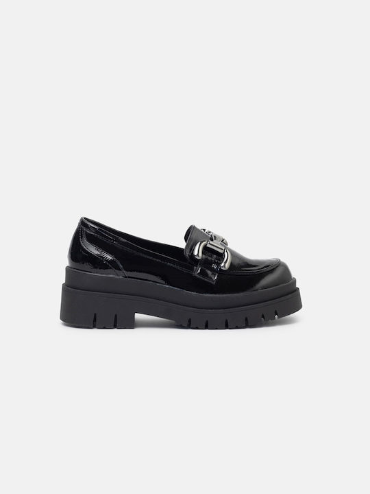 InShoes Patent Leather Women's Loafers in Black Color