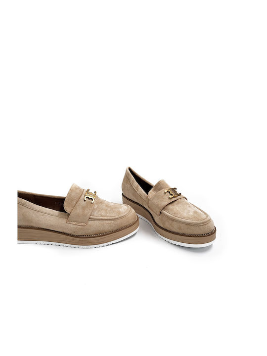 Plato Women's Moccasins in Beige Color