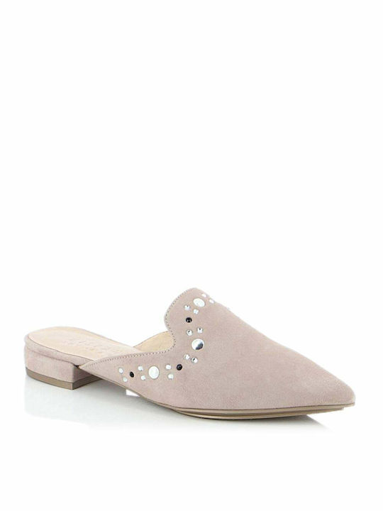 Hispanitas Chunky Heel Leather Mules Pink