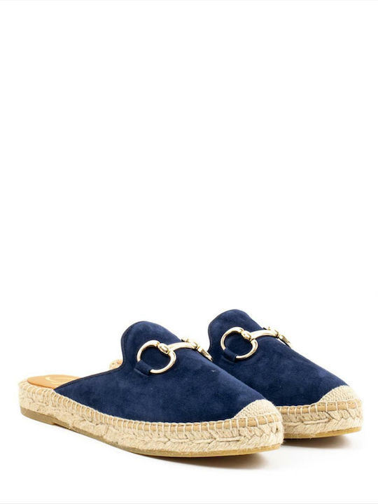 Kanna Flat Mules Navy Blue