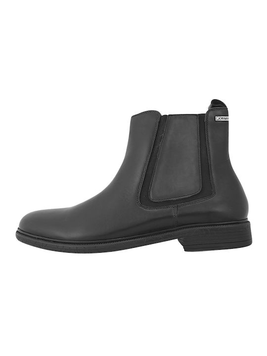 GK Uomo Men's Leather Chelsea Ankle Boots Black