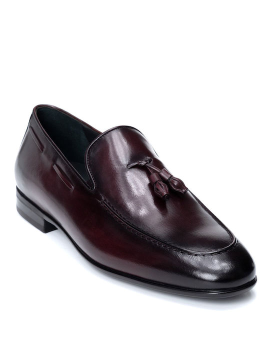 Perlamoda Men's Leather Loafers Burgundy