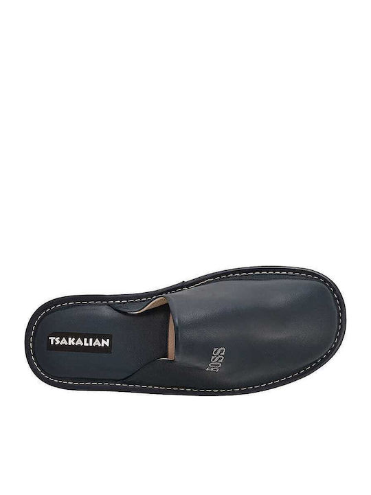 Men's Leather Slippers Blue