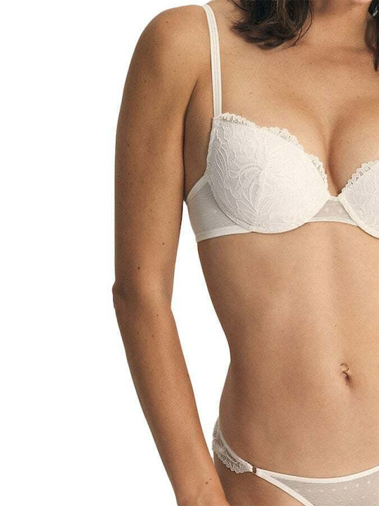 Promise Spitzen Unterwäsche-Set für Damen BH mit Zeichenfolge Weiß