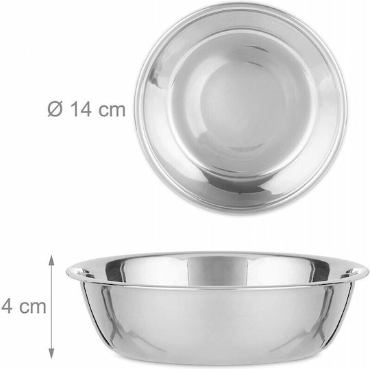 Relaxdays Bol din oțel inoxidabil Mâncare & Apă pentru Câine & Pisică pe Bază 2x 300ml 15cm în Culoare Argintiu