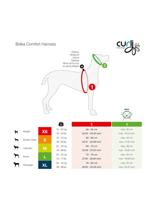 Curli Dog Harness Magnetic Belka Comfort Harness Black Large 50X70-76CM