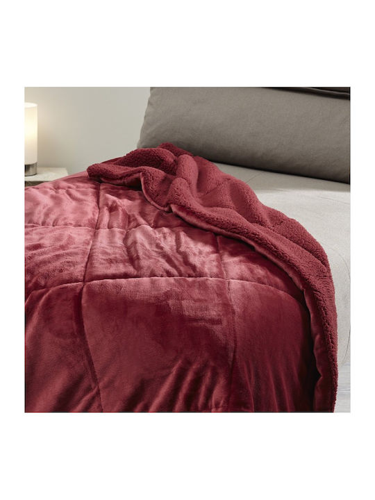 Aigaion Blanket Sherpa Fleece Sofa 130x180cm Burgundy