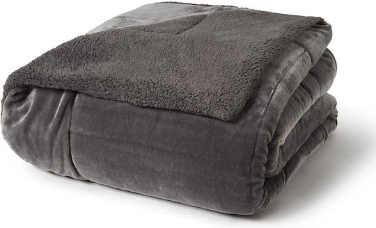 Αιγαίον Κουβέρτα Fleece Υπέρδιπλη 220x240εκ. Γκρι