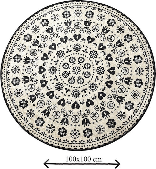 Mijolnir Non-Slip Bath Mat Round Ecru Width 100cm