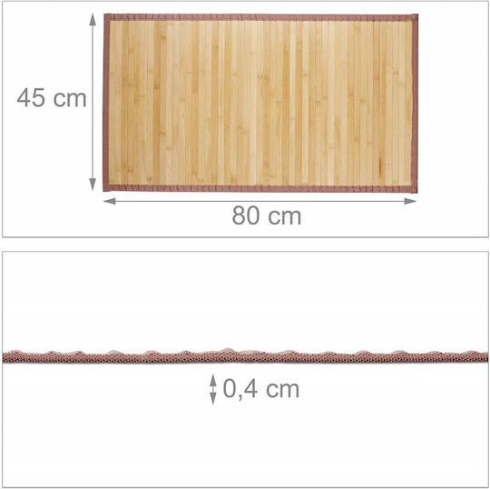 Relaxdays Πατάκι Μπάνιου Ξύλινο 10024084 Καφέ 45x80εκ.
