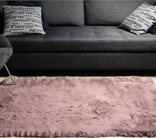 Rabbit Rug Rectangular Furry Pink