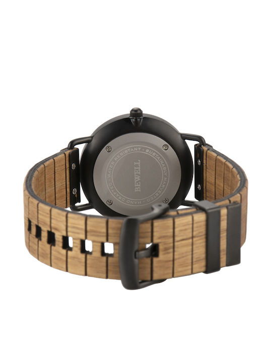 Bewell Hera Acacia Γυναικείο Ρολόι 40mm Μπαταρίας με Καφέ Ξύλινο Μπρασελέ