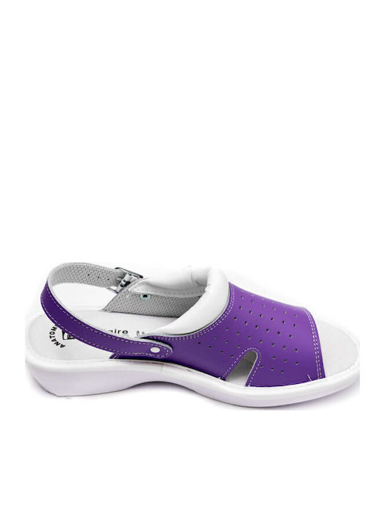 Ανατομικά Γυναικεία Slip-On Δερμάτινα Λιλά
