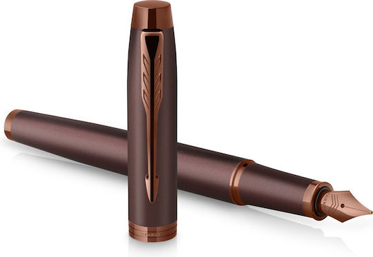 Parker Module Stilou Medium Burgundy Din Oțel Cu Cerneală Roșie